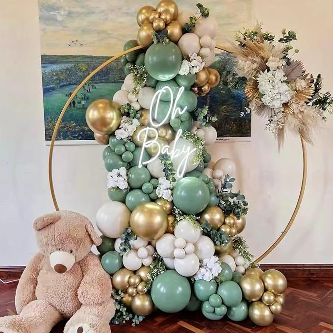 160Pcs Sage Green Gold Balloon Garland Arch Kit, Olive Green White Sand Gold - Image 4