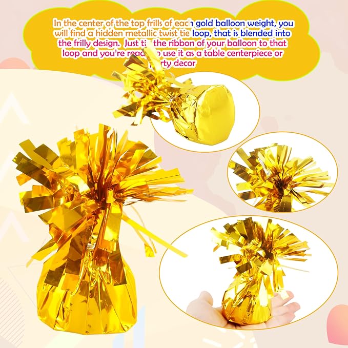 30 Pack 4.7 Inch Balloon Weights 170g Metallic Wrapped Balloon Anchors Weights - Image 3