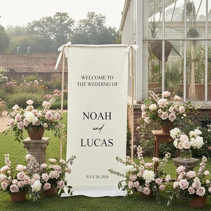 Wedding Welcome Sign Linen Personalized - Image 5