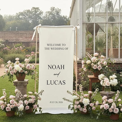 Wedding Welcome Sign Linen Personalized - Image 5