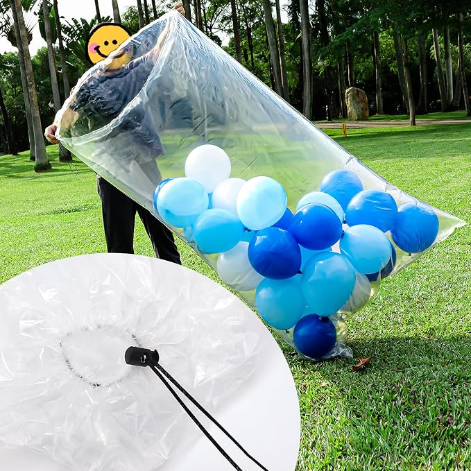 Large Balloon Bags for Transport 4 Pack, Big Drawstring Plastic Balloon Storage by Lanboon