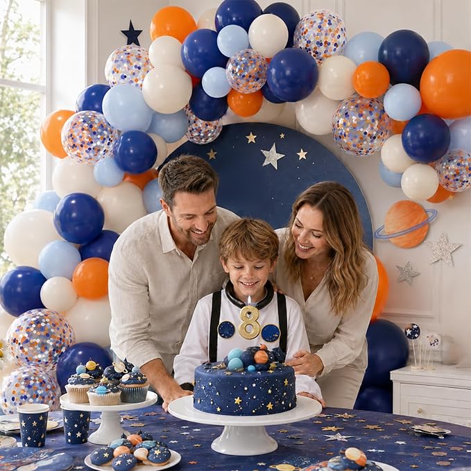 Navy Blue Orange Balloons - Image 5