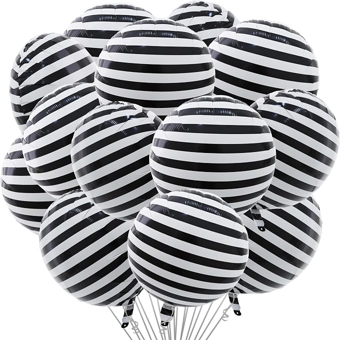 TONIFUL 30Pcs 18 Inch Round Balloons Large Black White Round Shape Foil by TONIFUL