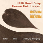Rich Choices Human Hair Toppers for Women-100% Real Remy Hair Topper No Bang-Upgraded 150% Density 9 * 12CM Lace Base-Clip in Hairs Topper for Thinning Hairs-14Inch #2R Chocolate Brown