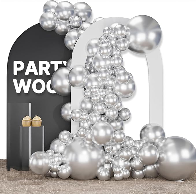 PartyWoo Silver Balloons 100pcs Different Sizes of 18 12 10 5 Inch | Balloons by PartyWoo