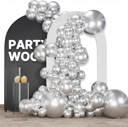 PartyWoo Silver Balloons 123pcs Different Sizes of 18 12 10 5 Inch | Balloons by PartyWoo