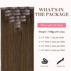 GOO GOO Clip in Hair Extensions Real Human Hair, Remy Human Hair Extensions Clip ins for Women, Natural Human Hair, 20inch 130g 7Pcs, #4A Chocolate Brown