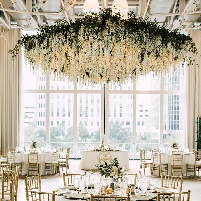 108Pcs Artificial Wisteria Flowers 3.6 Feet/Piece White Dense Artificial Fake - Image 7