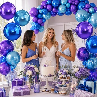 Blue Purple Round Foil Balloons, Metallic Blue Purple Soccer Foil Baloon - Image 7