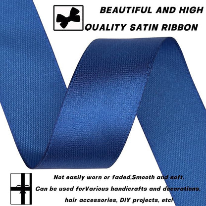 7/8 Inch 30 Yards Deep Blue Satin Craft Ribbon-Single Face Polyester Ribbon - Image 3