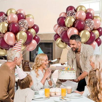 60pcs 12inch Burgundy and Gold Balloons - Image 6