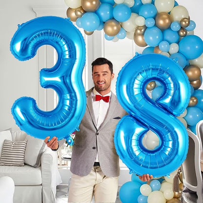 Blue Number 8 Balloon 40 Inch, Big Large Foil Helium Number Balloons, Jumbo - Image 4