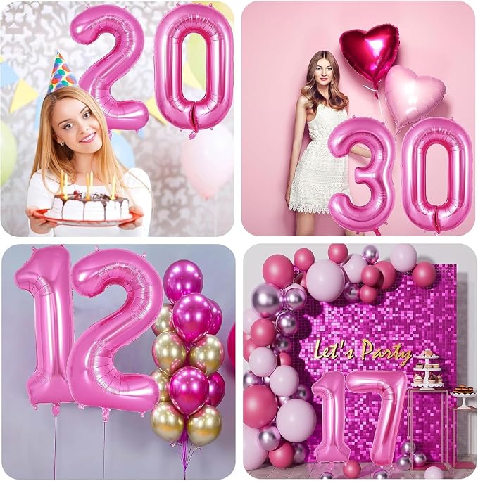 Pink Number Balloons, Large Hot pink Number 5 Balloon 40 Inch Pink 5 Balloon - Image 7