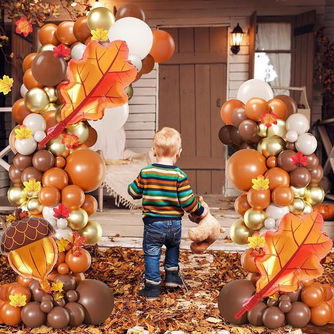 2 Set Fall Balloon Arch Kit Adjustable Fall Column Stand Thanksgiving Balloon - Image 6