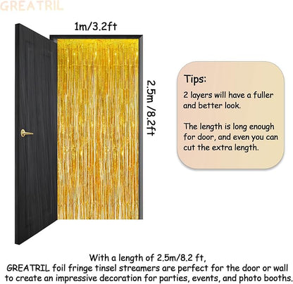 Gold Fringe Curtain Tinsel Backdrop - Image 3