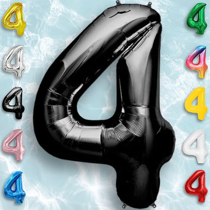 Black Number Balloon 4 Mylar Foil Balloons 40 inch - Image 5