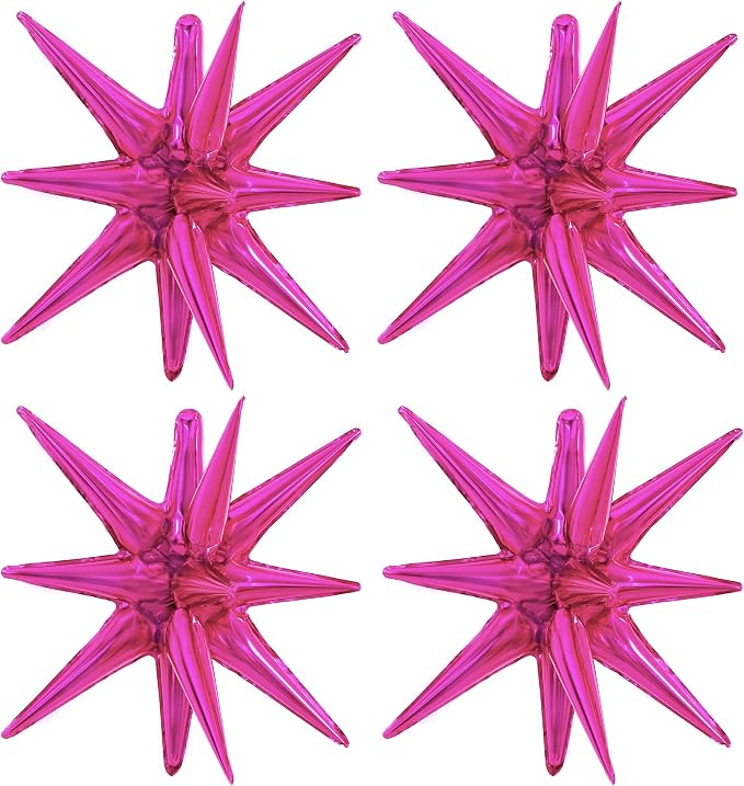TONIFUL 4 Pcs Explosion Star Balloons Hot Pink Foil Balloon Party Decor | 22 by TONIFUL
