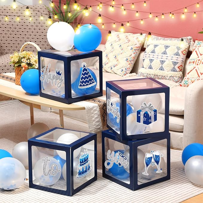 Capoda 44 Pcs Blue Silver Birthday Balloon Boxes - Image 5