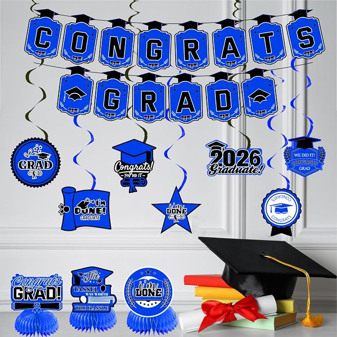 Graduation Decorations 2026 Blue Themed Set - Image 5
