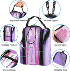 Cosmos Mesh Shower Caddy Toiletry Organizer Hanging Shower Tote Bag, Quick Dry Shower Organizer Portable Bath Bag with Durable Zippers & Side Pockets for Travel Gym Swimming Beach & Camp (Purple)