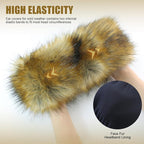 Faux Fur Headband for Women Elastic Fuzzy Thick Earmuffs Winter Headwrap Ear Muffs Furry Ear Warmers Cold Weather (Brown 2)