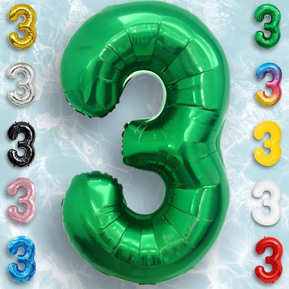 Green Number Balloon 3 Mylar Foil Balloons 32 inch - Image 3