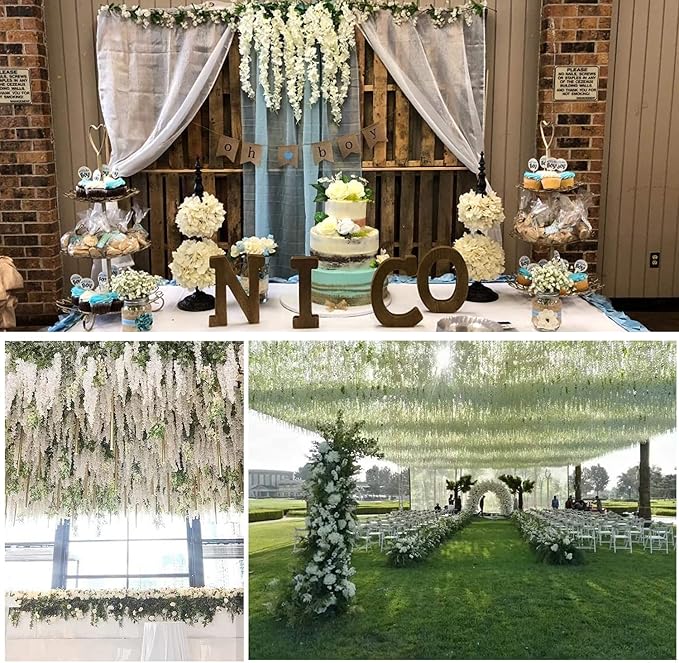 Artificial Wisteria Hanging Flowers Fake Wisteria Flower Garland Silk Vines - Image 5
