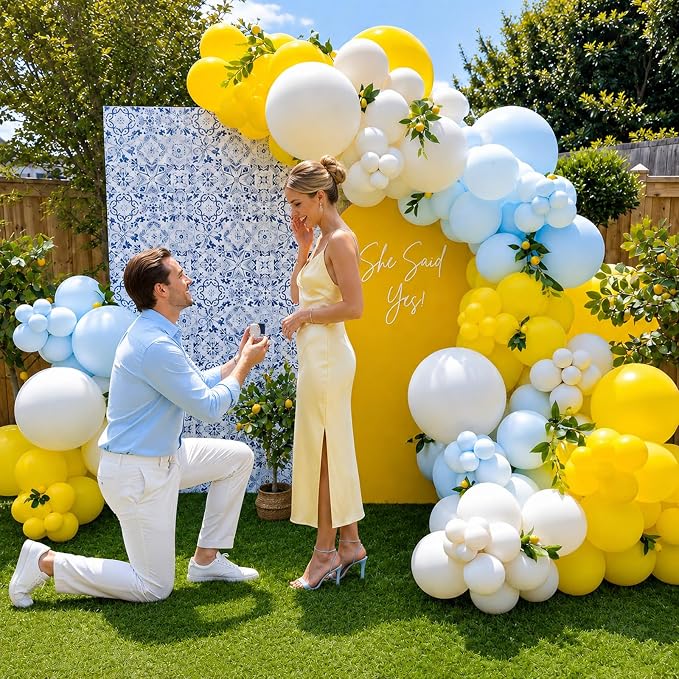 Blue and Yellow Balloons, 12 Inch Pastel Blue Balloons, Mustard Yellow Balloons - Image 6