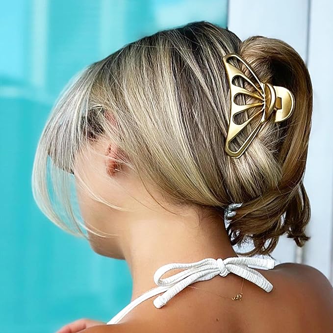 Camila Paris CP3055 French Hair Clip for Women Thick Hair for Long Curly Wavy Hair, Gold, Girls Hair Claw Clips Fashion Styling Hair Accessories for Women, Strong Hold No Slip Grip, Made in France