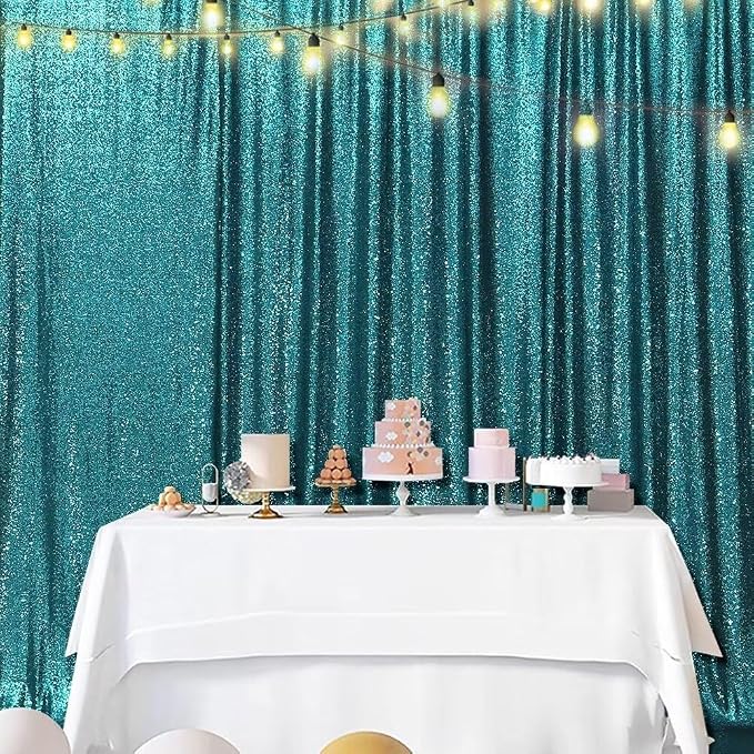 Eternal Beauty Teal 3mm Sequin Backdrop 8x10 Ft - Image 2