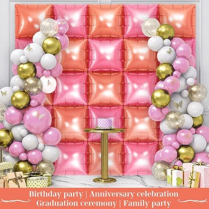 Pink and Champagne Square Foil Balloons 25 Pcs Metallic Pink and Champagne - Image 5