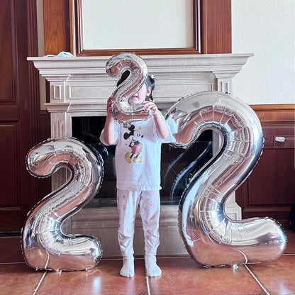 Silver Number 2 Foil Balloons, Huge Number Balloons - Image 4