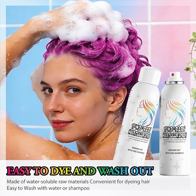 Temporary Hair Color Spray | 150ml Instant Hair Spray for Adults & Kids | Washable & Non-Sticky, Gentle Formula, Pink | Halloween, Cosplay, Costume Party, Festivals