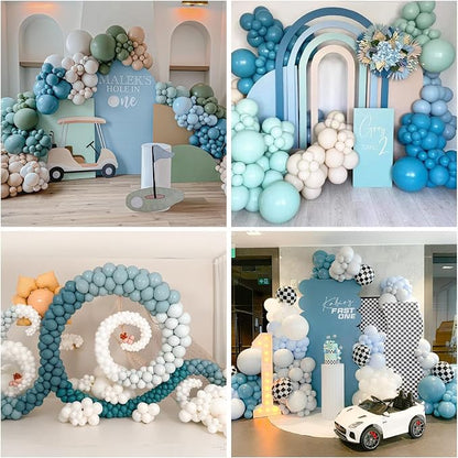 HILAVO Dusty Blue and Black Balloons 60pcs 12 Inch Race Car Slate Light Pale - Image 5