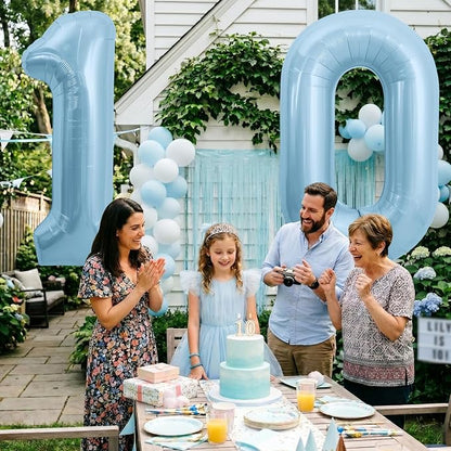 TONIFUL 40 Inch Pastel Blue Number 10 Foil Balloons Large Mylar Foil Digital 10 - Image 6