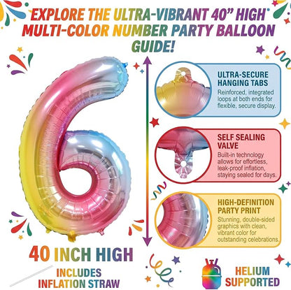 40 Inch Rainbow Foil Number 16 Balloon - Image 2