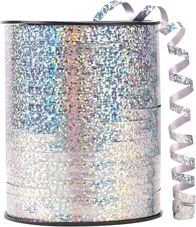 500 Yards Silver Shiny Curling Ribbon Metallic Balloon Roll by qiqibaobao