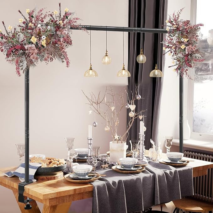 Over The Table Rod Stand with Clamps Black Table Balloon Arch Frame | by Nisoger
