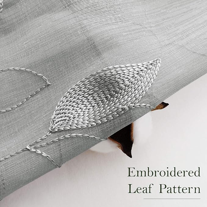 HOMEIDEAS Light Grey/Gray Sheer Curtains 52 X 84 Inches Long 2 Panels - Image 2