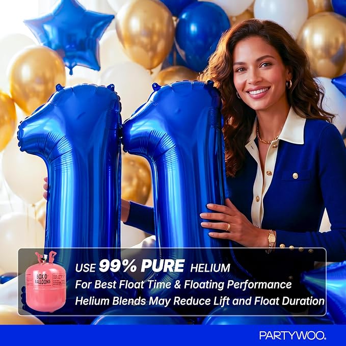 PartyWoo Number Balloons 40 Inch Blue Number 1 Kit - Image 5