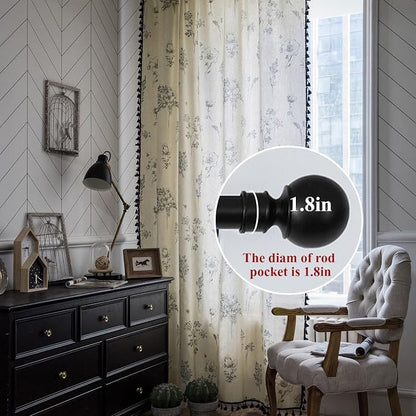 Farmhouse Boho Curtains 63 Inch Length 2 Panels Living Room Semi Sheer Drapes - Image 2