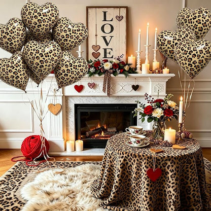 12 Pcs Leopard Print Heart Balloons 18 Inch cheetah Heart Shaped Foil Balloons - Image 5