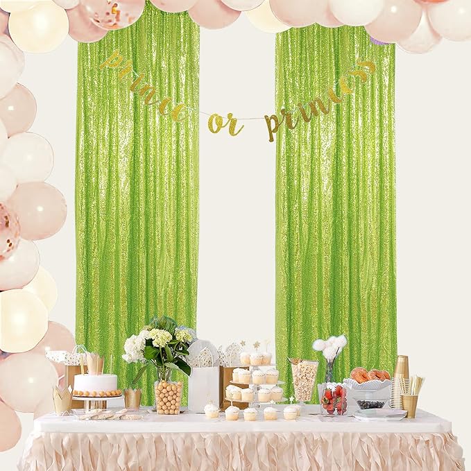 ShinyBeauty Sequin Backdrop Green 2FTx8FT 2 Pieces Olive Green Backdrop Panels - Image 5