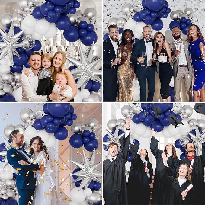 Navy Blue and Silver Balloon Garland Arch Kit - Image 5