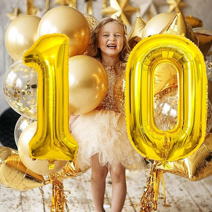 SINBEE Gold 10 Number Balloon, 40 Inch Mylar Foil Reusable Party Decoration - Image 5