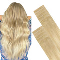 GOO GOO Invisi Edge Tape in Hair Extensions Human Hair, 18AT60A Pearl Ash Blonde Highlights, 10pcs 18inch 25g, Virgin Remy Hair, Seamless Injected Tape, Natural Look