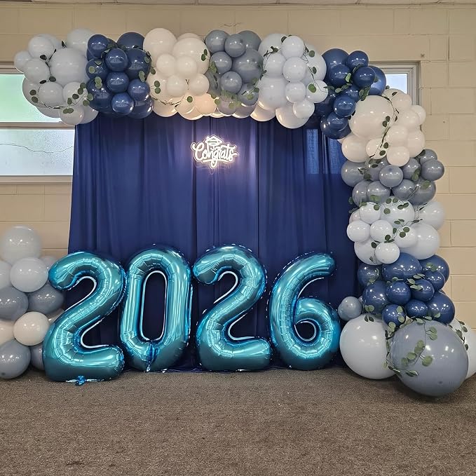 Dark Blue White Balloon, 12 Inch Different Shades Blue and White Balloon - Image 7