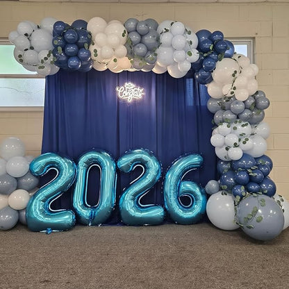 Dark Blue White Balloon, 12 Inch Different Shades Blue and White Balloon - Image 7