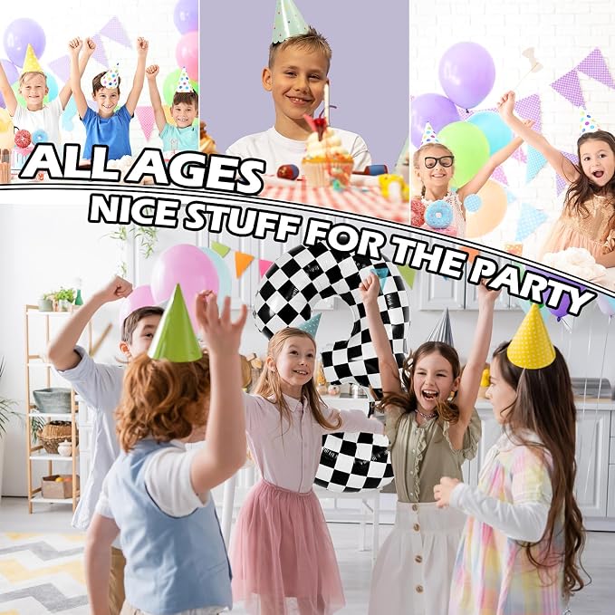 40 Inch Checkered 3 Balloons, Boys Girls Racing Car Track Theme Supplies - Image 7