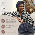 Reusable Shower Cap for Women Reusable Waterproof – Leakproof, Nonslip Hair Cap for Shower Flexiband – Soft, Breathable, Durable Christmas Shower Caps by SMPL OBJECTS (Coal)